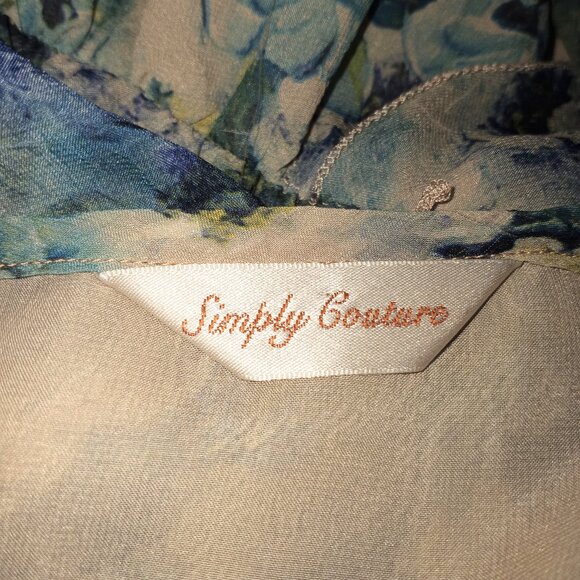 SIMPLY COUTURE BLUE BEIGE SUMMER MINI DRESS WITH EMBROIDERED UNDER SLIP SIZE M - Picture 7 of 9